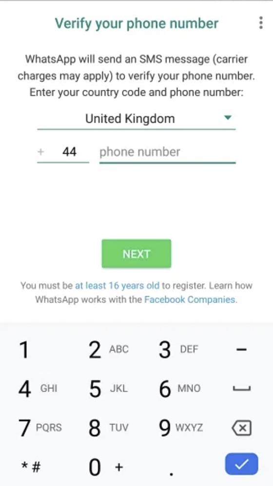 WhatsApp account recovery by phone number